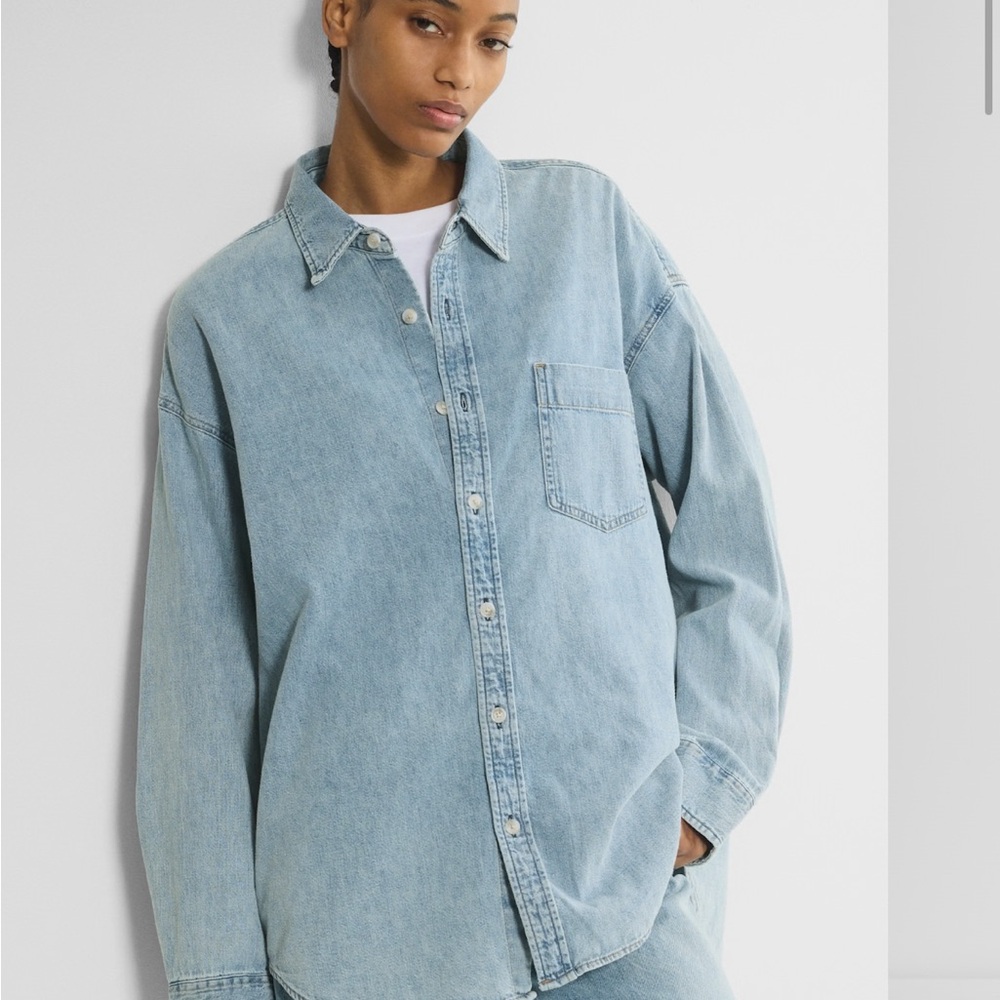 Denim Forum Blue Oversized Button Down Shirt